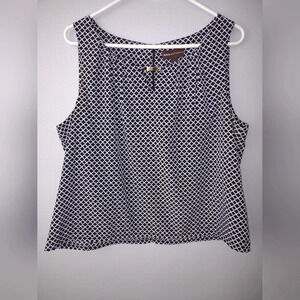 Dana Buchman women's size xl geometric print black sleeveless top office wear